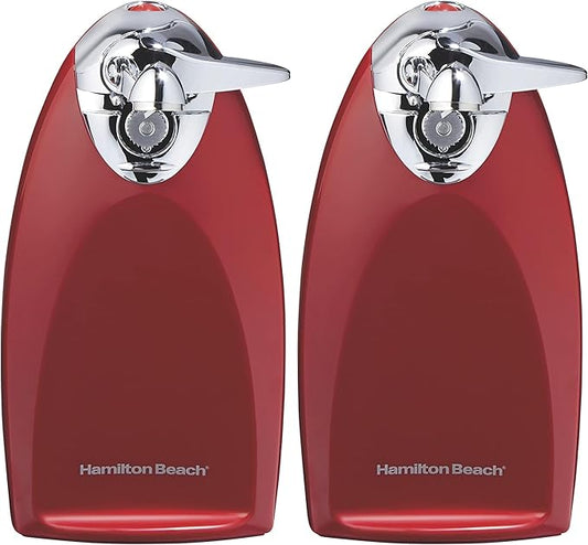 Hamilton Beach Electric Automatic Can Opener with Auto Shutoff,Knife Sharpener,Cord Storage,and SureCut Patented Technology,Extra-Tall,Red,(Pack of 2) by HamiltonBeach
