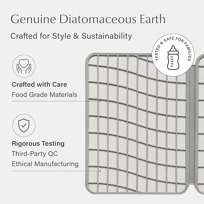 Dorai Home Dish Pad - Collapsable Stone Dish Drying Mat with Diatomaceous Earth for Quick Drying - Ultra Absorbent - Encased in Woven Silicone - Eco-Friendly, Foldable - Large 24.6" x 16.5", Sandstone - Image 7