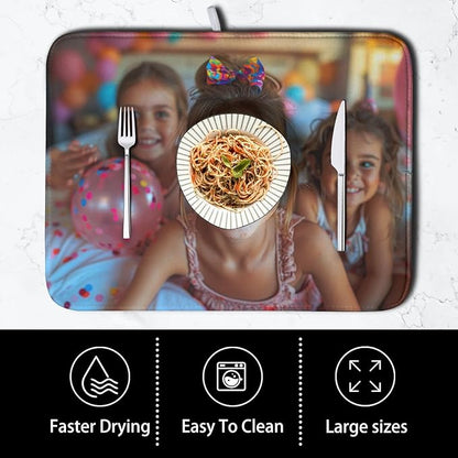 Customized Microfiber Fabric Dish Drying Mat for Kitchen Counter 16x18 Inch,Custom Any Photo or Text Drying Mat Personalized Dish Drainer Mat Super Absorbent Dish Rack Pad for Coffee Bar Sinks - Image 4