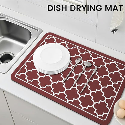 WISELIFE Dish Drying Mat Super Absorbent Drying Mat Large Dish Drying Mats for Kitchen Counter Easy Clean Dish Mat Kitchen Drying Mat16"x 24" Stylish Red - Image 7