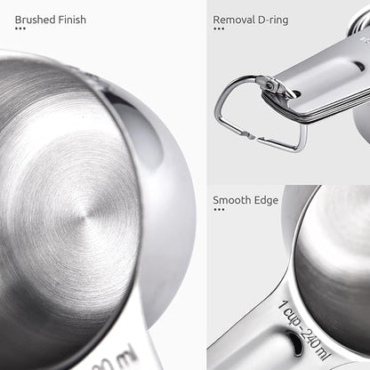 Measuring Cups: U-Taste 18/8 Stainless Steel Measuring Cups Set of 7-Piece: 1/8 Cup, 1/4 Cup, 1/3 Cup, 1/2 Cup, 2/3 Cup, 3/4 Cup, 1 Cup Dry and Liquid Ingredients - Image 6
