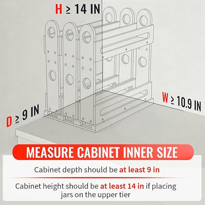Pull Out Spice Rack Organizer for Cabinet Wide Slide Out Seasoning Rack Fits 2.1" Jars Large Capacity for Pantry Kitchen Cabinet 9" Deep Heavy Duty Easy Install