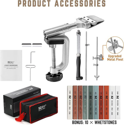 Upgraded RUIXIN PRO RX-008 Professional Knife Sharpener with 10 Whetstones, 360° Rotation Flip Design Fixed-Angle Stainless Steel Kitchen Chef Knife Sharpening Kit Abrasive Holding System Tools - Image 2