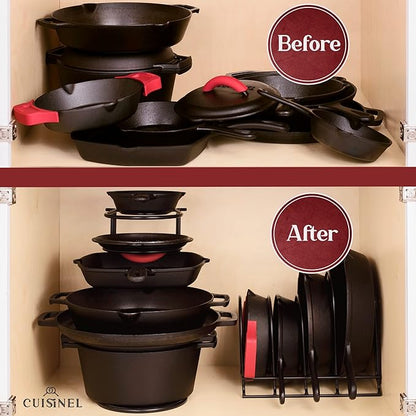 Cuisinel Pots and Pans Organizer Rack - 60 to 100-LBS Capacity Extremely Heavy Duty - 8mm Thick - Made in India - Matte-Black 15.9"-Tall 5-Tier Space Saving Kitchen Cookware Storage - Image 4