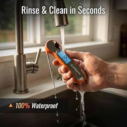 0.5 Sec Instant Read Meat Thermometer Digital with ±0.5℉ Precision, Food Thermometer for Cooking Kitchen Gadgets, Oven Grill Candy BBQ Essentials Accessories, Gifts for Him Dad Men Birthday, Orange - Image 7