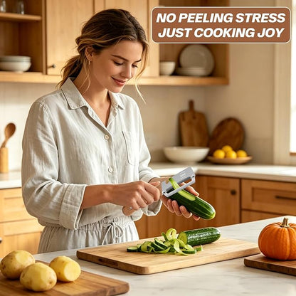 Multi-Functional Vegetable Peeler – Comfortable Wooden Handle with Sharp Stainless Steel Blade, Built-in Bottle Opener - Perfect Kitchen Peeler For Veggie, Fruit, Potato, Carrot, Apple - Image 7