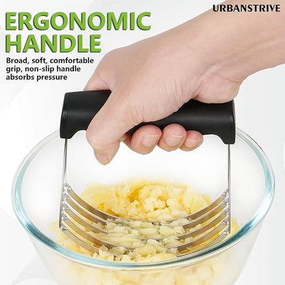 Urbanstrive Large Pastry Cutter Tool, Top Professional Pastry Blender Stainless Steel, Heavy Duty Dough Blender, Dishwasher Safe Baking Supplies Baking Tools, Black