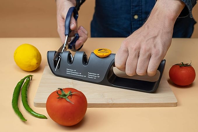 RazorSharp™ Knife Sharpener With Adjustable Angle Guide — Diamond-Coated Ceramic Sharpening Stones for All Knives Including Precision Kitchen, Professional, Chef's Knives — Non-Slip Rubber Edge Grip - Image 8