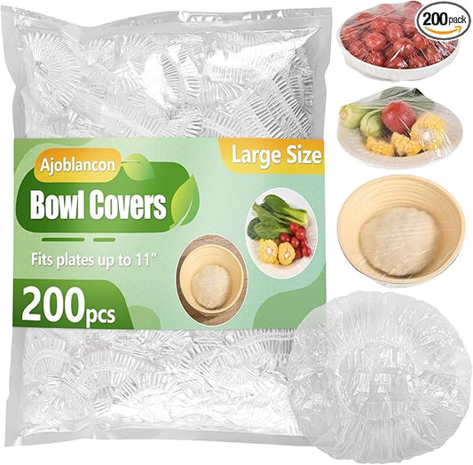 200pcs Bowl Covers Bread Proofing Reusable Large Shower Caps for Sourdough Bread Baking Rising Elastic Plastic Wrap for food Keep Food Fresh Outdoor Keeping Bags by Ajoblancon
