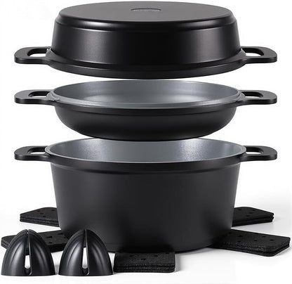 Ammeloo 8-Piece Ceramic Nonstick Cooking Pot Set with Lid, 4.5 Qt Soup Pot, All-in-One Stock Pot for All Stoves, Dishwasher Safe & Easy to Clean, Induction Ready, PFAS Free, for Stews, Soups & Pasta by Unknown
