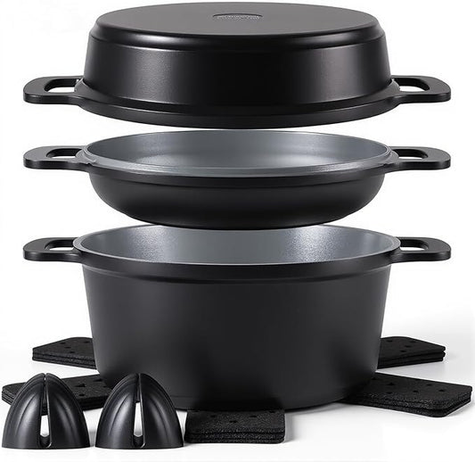 Ammeloo 8-Piece Ceramic Nonstick Cooking Pot Set with Lid, 4.5 Qt Soup Pot, All-in-One Stock Pot for All Stoves, Dishwasher Safe & Easy to Clean, Induction Ready, PFAS Free, for Stews, Soups & Pasta by Unknown