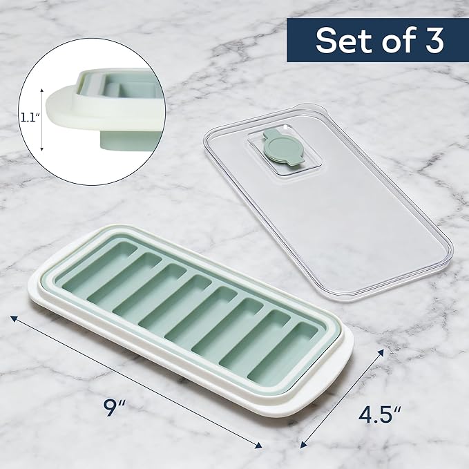 Lily's Home Flexible Silicone Ice Cube Tray - Durable Easy Release - Fresh Youthful Colors - Water Fill Port - Compact 9x4.5 Size - Multi-Purpose Use - Ice Cube Trays for Freezer - Set of 3 - Image 2
