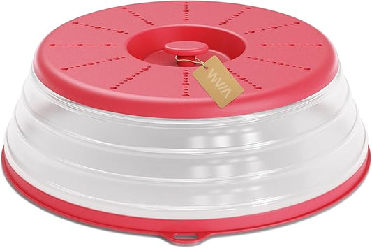 WVM Microwave Splatter Cover Vented for Food with Hook Hole, Splatter Guard & Colander Kitchen Gadget for Food, Meal Prep, Red by WVM