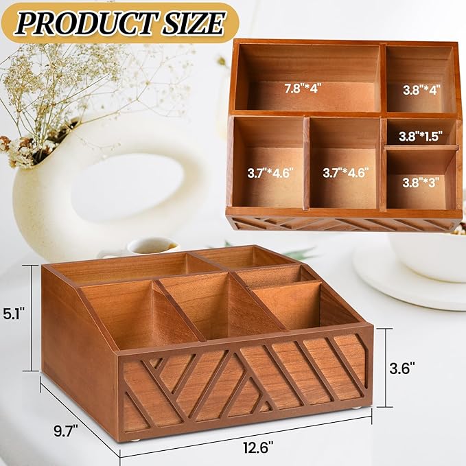 ugiftt Coffee Station Organizer for Counter, Wood Pods Holder Storage Basket, Tea Condiment Storage Organizer, Rustic Coffee Bar Decor for Accessories Organizer - Image 2