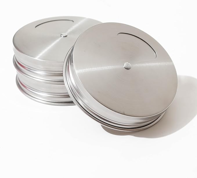 Mason Jar Shaker Lids Stainless Steel – Adjustable Spice & Seasoning Dispenser Tops for Regular Mouth Ball Canning Jars (6 Pack)