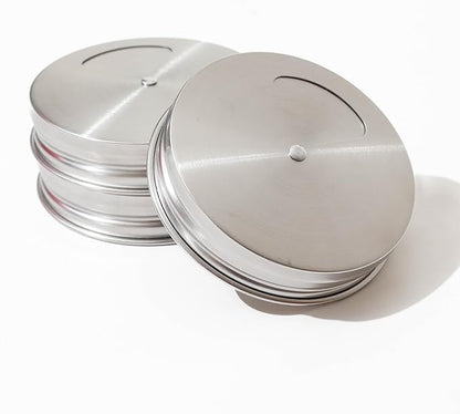 Mason Jar Shaker Lids Stainless Steel – Adjustable Spice & Seasoning Dispenser Tops for Regular Mouth Ball Canning Jars (6 Pack)