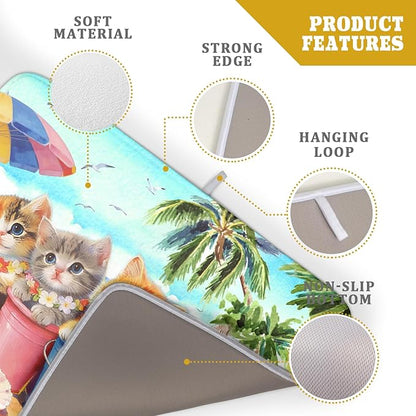 Lovely Cat Dish Drying Mat for Kitchen Counter Holiday Beach Absorbent Coffee Bar Mat 18 X 24 In - Image 4