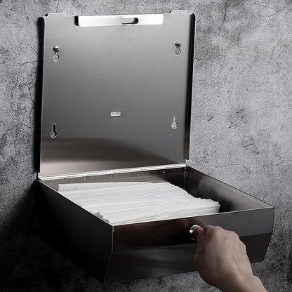 Comercial Paper Towel Dispenser Wall Mount, Stainless Steel Hand Towel Dispenser with Lock, Trifold/C Fold Paper Towel Holder for Bathroom Kitchen Office Public Places, Large Capacity Tissue Holder
