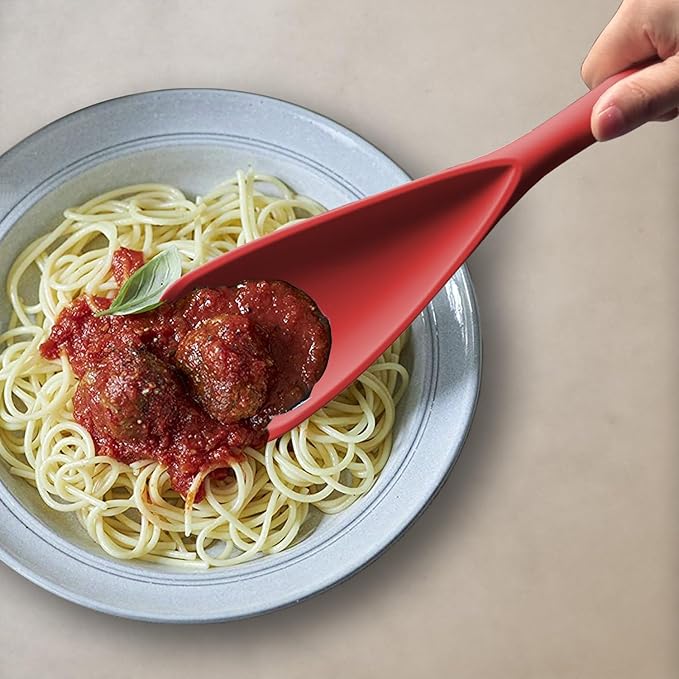 Silicone Spatula Spoon, Great for Both Cooking and Serving Durable BPA-Free Matte Black Silicone, Seamless Design, Safe for Nonstick Cooking Surfaces, 2-Pcs, Red - Image 6