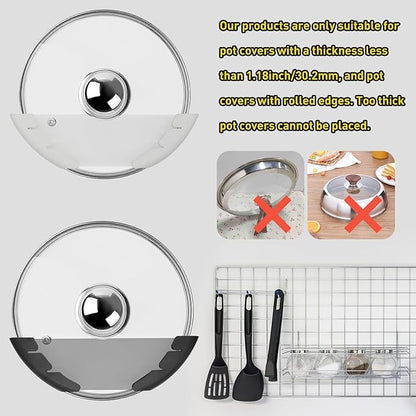 Universal Pot Lid Organizer for Cabinet, 5 Pcs Pan Lids Organizers Inside Cabinet Door Wall Mount Pots Top Storage Rack Holder for Kitchen, Fits 6" to 13.5" (5pcs black)