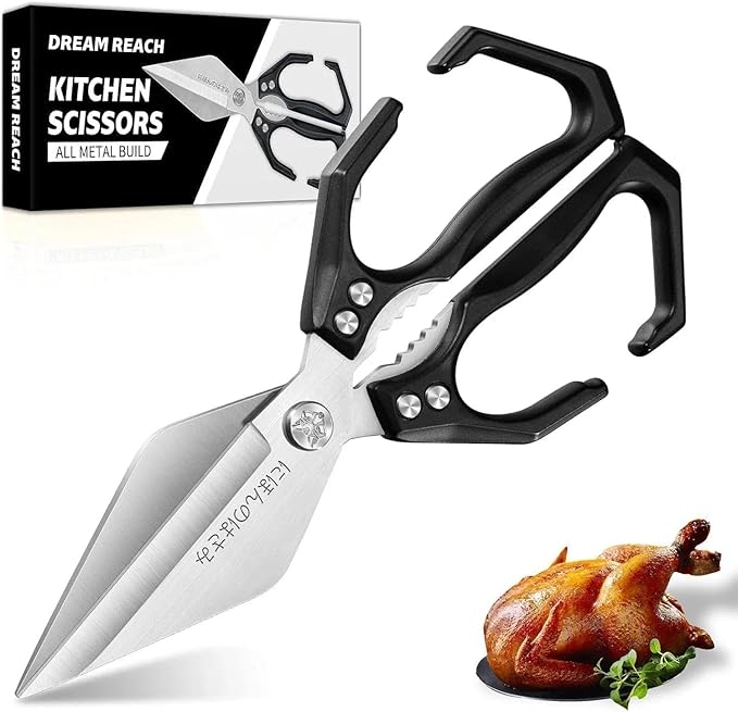Dream Reach Kitchen Shears for Food Heavy Duty Poultry Shears with Ergonomic Handle, Japanese High-Carbon Steel Culinary Scissors for Chicken, Meat, Seafood, Bone Cutting, Christmas Gifts for Men by DreamReach