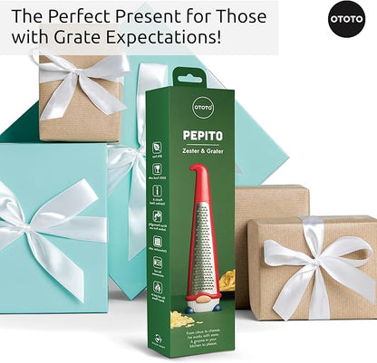 OTOTO Grater - Stainless Steel, BPA Free, Dishwasher Safe, Fun Kitchen Gadget, Vegetable Shredder, Cute Kitchen Gifts & Accessories (Pepito Gnome Grater, Red)