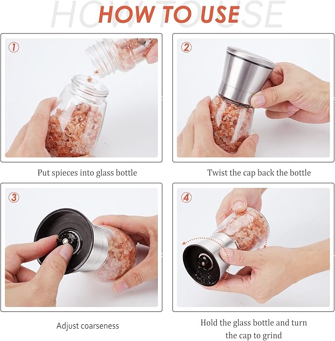 Ebaco Original Stainless Steel Salt or Pepper Grinder - Top Spice Mill with Ceramic Blades, Brushed Stainless Steel and Adjustable Coarseness By Pepper Grinder （Single Package） - Image 5