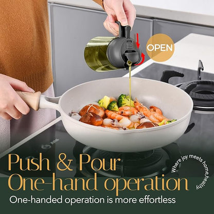 YARRAMATE 16oz/470ml Light-Blocking Dark Oil Sprayer for Cooking, 2 in 1 Olive Oil Dispenser Bottle for Kitchen, Premium Dark Green Glass Oil Bottle, Food-Grade Oil Mister for Air Fryer, BBQ (Black) - Image 5