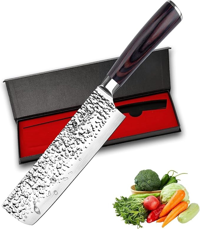 imarku Nakiri Knife,7 Inch High Carbon Stainless Steel Japanese Chef Knife,Razor Sharp Chopping Vegetable and Meat Cleaver Kitchen Knife with Ergonomic Handle,Mothers Day Gifts for Mom by imarku