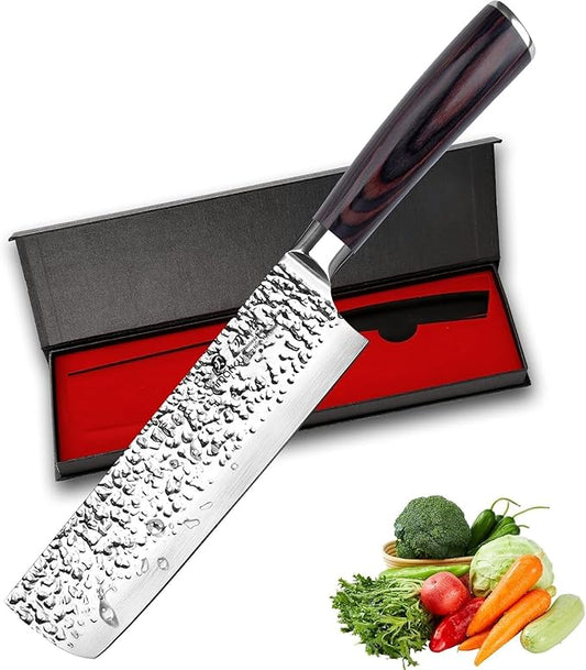 imarku Nakiri Knife,7 Inch High Carbon Stainless Steel Japanese Chef Knife,Razor Sharp Chopping Vegetable and Meat Cleaver Kitchen Knife with Ergonomic Handle,Mothers Day Gifts for Mom by imarku