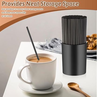 200 Pcs Black Coffee Stirrer Sticks and Holder Set 7 Inch Plastic Coffee Stir Straws with Holder Cocktail Drink Stirrers Mixing Milk Cocktail Drinks Supplies for Coffee Bar Home Party - Image 5