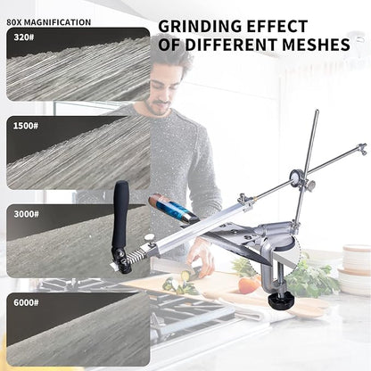 CWOVRS Knife Sharpening System, RX-008 Professional Knife Sharpener, 360° Flip Rotation, Upgraded Metal Fixed Angled Knife Sharpener Kit, Kitchen Chef Knife Sharpening Kit,12 Stones Kit