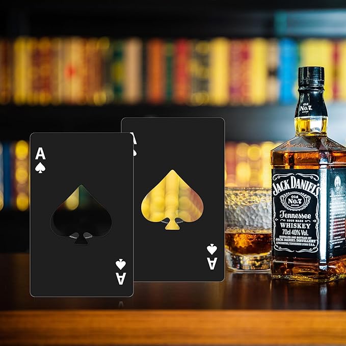 10Pcs Ace of Spades Bottle Openers, Poker Card Bottle Openers, Stainless Steel Portable Metal Credit Card Beer Bottle Can Cap Openers for Wallet Pocket Wedding Birthday Party (10, Black) - Image 6