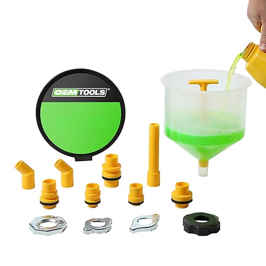 OEMTOOLS No-Spill Coolant Funnel Kit, 15 Piece Fluid and Oil Funnel Set, Allows Access To Hard-To-Reach Radiators by OEMTOOLS