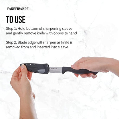Farberware Edgekeeper 3.5-Inch Paring Knife with Self-Sharpening Blade Cover, High Carbon-Stainless Steel Kitchen Knife with Ergonomic Handle, Razor-Sharp Knife, Black - Image 5