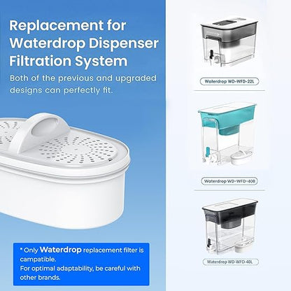 [Original] Waterdrop PF-01A Water Filter Replacement for Waterdrop Pitcher and Dispenser Filtration System, NSF Certified, Reduces Lead, PFAS, PFOA/PFOS, Last Up to 200 Gallons, 6 Pack