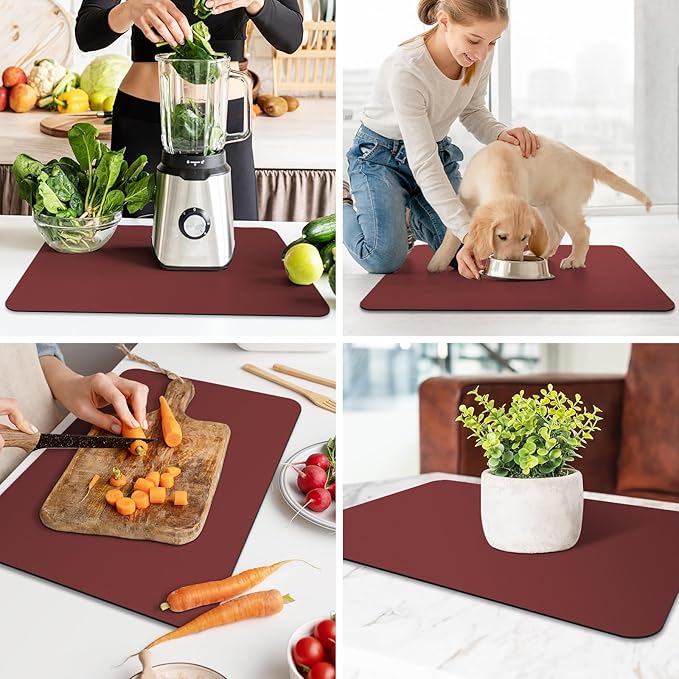 WISELIFE Dish Drying Mat Super Absorbent Drying Mat Large Dish Drying Mats for Kitchen Counter Easy Clean Dish Mat Kitchen Drying Mat16"x 24" Classic Red - Image 7