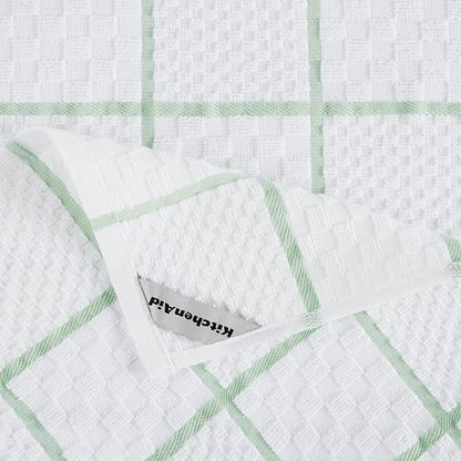 KITCHENAID Quilted Cotton Terry Cloth Oven Mitt, Pot Holder, Kitchen Towel 4-Pack Set, Heat Resistant, Silicone Grip, 16"x26", 7"x13" & 7"x10", Pistachio - Image 9