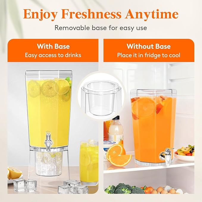 Lifewit 1 Gallon Drink Dispenser for Parties, 4L Plastic Beverage Container with Stand for Juice/Tea/Soda & Lemonade, Clear Water Pitcher with Spigot for Mimosa Bar Hosting 39 x 16 cm/15x6" - Image 5