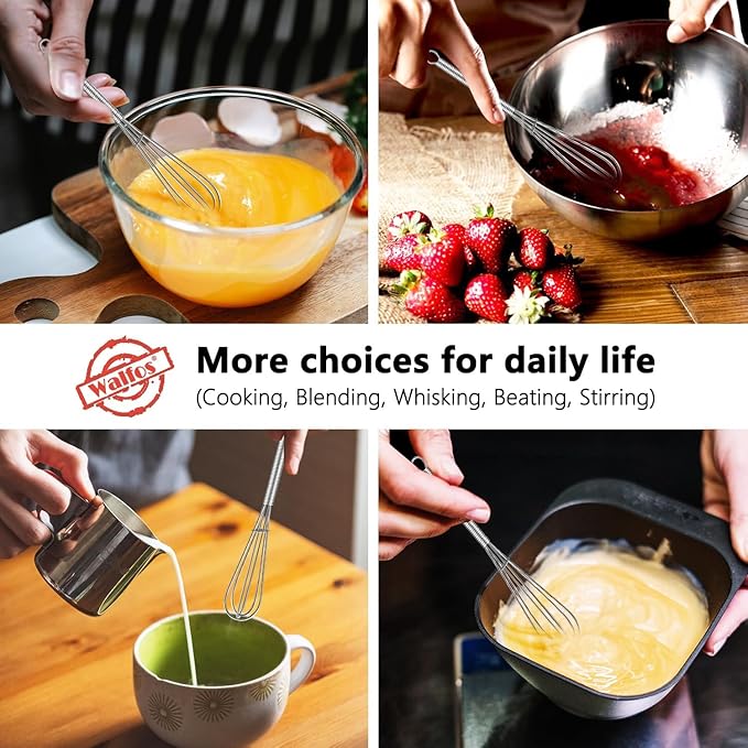 Walfos Mini Whisks, Small Whisk Bulk 304 Stainless Steel 6 Pieces, 5 Inch Tiny Whisk For Whisking, Beating Eggs, Mixing Sauces, Blending Ingredients - Image 5