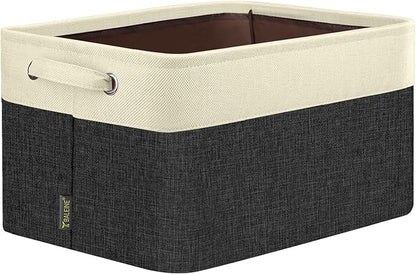 BALEINE 1 Pack Fabric Closet Storage Bins for Shelves, Linen Closet Organizers and Storage, Decorative Baskets for Organizing, Shelf, Clothes, Home, Office (Black, 14''x10''x8.5'')