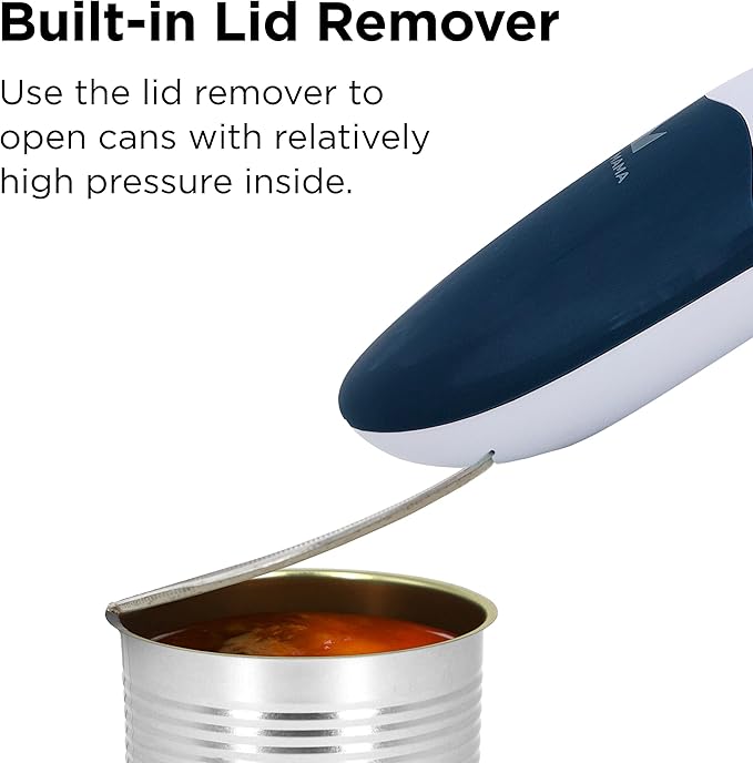 Kitchen Mama Auto 2.0 Electric Can Opener: Blade Opens Almost Any Can Pop or Soda Can - Automatic, Hands Free, Safe, Smooth Edge, Lid Remover, Battery Operated, Cordless, YES YOU CAN (Navy Blue) - Image 4