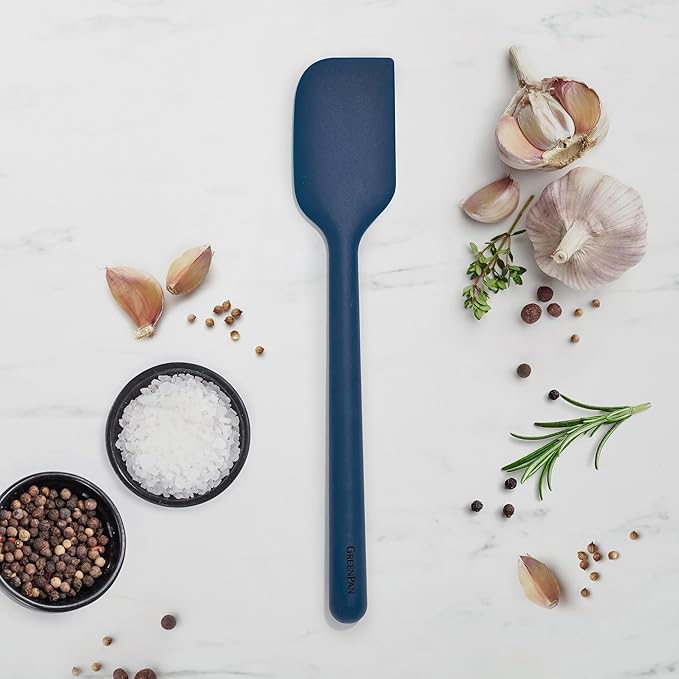 GreenPan Silicone Mixing Spatula, Scraping Baking Cooking Kitchen Utensil, Flexible Rubber Nonstick Cookware, Rigid Steel Core, Heat-Resistant, Anti-Slip Handle, BPA-Free, Dishwasher Safe, Blue - Image 2
