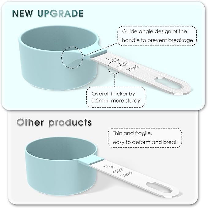 TILUCK Measuring Cups & Spoons Set, Stackable Cups and Spoons, Nesting Measure Cups with Stainless Steel Handle, Kitchen Gadgets for Cooking & Baking (Blue) - Image 2