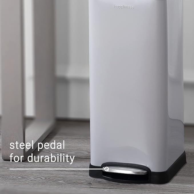 happimess HPM1007C Betty Retro 8-Gallon Step-Open Trash Can with Soft-Close Lid, Fingerprint Resistant, Modern, Minimalistic for Home, Kitchen, Laundry Room, Office, Bedroom, Bathroom, Gray - Image 7