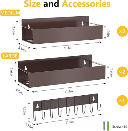 SMRCAD Magnetic Spice Rack Organizer for Fridge Seasoning Organizer for Kitchen storage with Screw Magnetic Shelf with Hook for Refrigerator and Oven (4pack1hook-Bronze) - Image 2