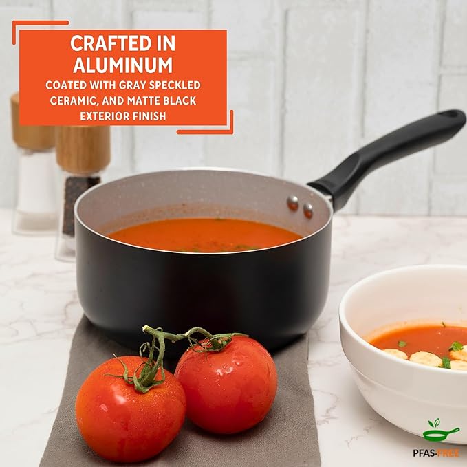 IMUSA 2.0 Qt PFAS Free Ceramic Nonstick Saucepan, Small Pot for Sauces, Gravies, Soups, Stews, Boiling & Heating, Aluminum Cookware with Cool-Touch Handle - Image 3