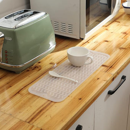 MicoYang Silicone Dish Drying Mat for Multiple Usage,Easy clean,Eco-friendly,Heat-resistant Silicone Mat for Kitchen Counter,Sink,Bar,Bottle,or Cup Translucent M 17 inches x 6 inches - Image 5