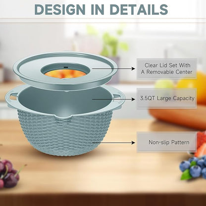 4-1 Strainer with Bowl & Spoons Set - Strainers and Colanders(Patented) - Colanders for kitchen - Food Strainer with New Upgraded Graters & Spoons - Fruit Bowl for Pasta Fruits Veggie- Blue - Image 7