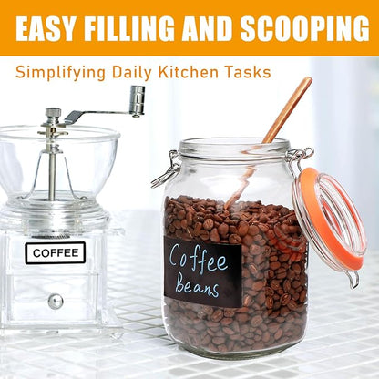 50oz Glass Jars with Clamp Lids,Set of 4,1500ml Square Wide Mouth Mason Jars with Airtight Lids,Large Glass Storage Container with Clip Lid for Kitchen,Flour,Pasta,Beans - Image 3